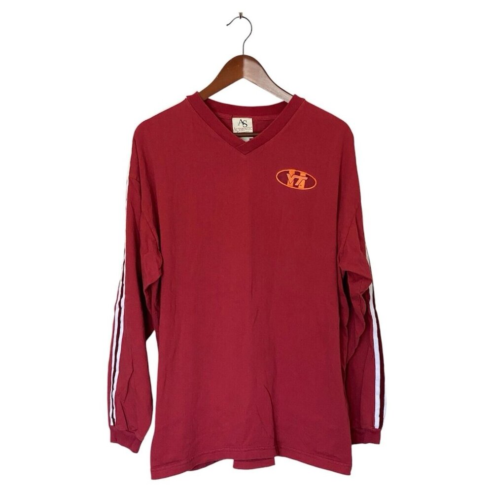 Virginia Tech Authentic Sports T-Shirt Men's Size XL Long Sleeve Striped Sleeve